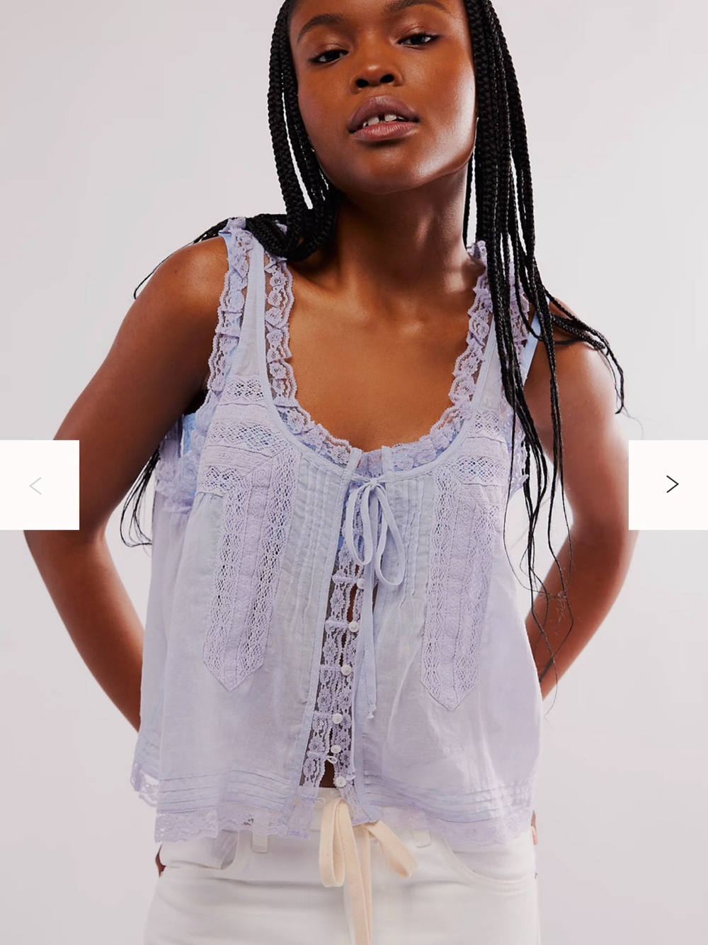 Free People Lavender Lace Tie-Front Camisole